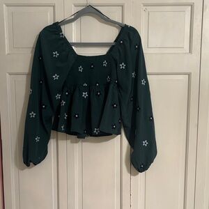 Floral Embroidered Green Women's Altr’d State Top
